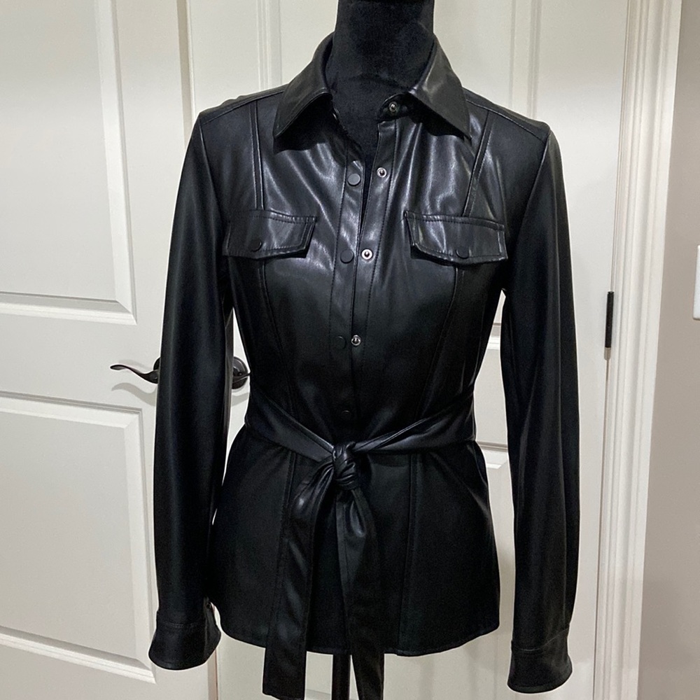 Faux leather top